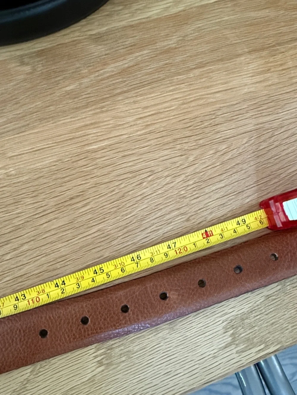Men's Classic Tan Pebbled Leather 1.25” Belt with Silver Buckle. 46-48”